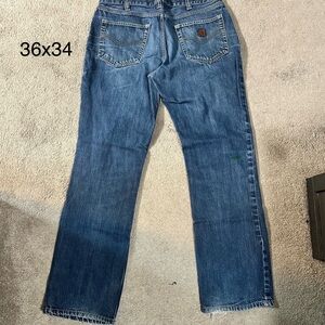 Carhartt Men's Classic Blue Jeans, broken zipper